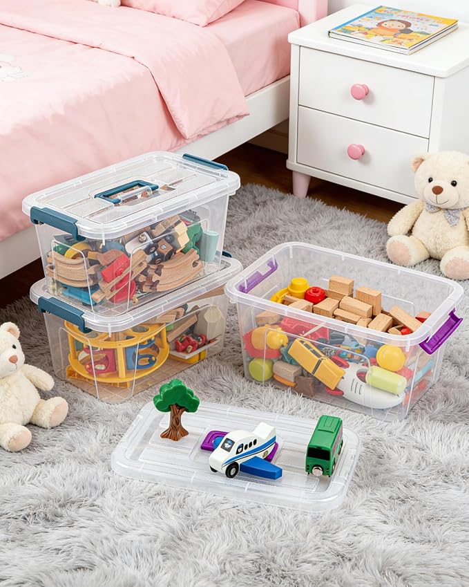EOENVIVS Clear storage bins with lids 6 Pack, 7 Quart storage containers with lids, Stackable storage box Organizer for organizers and storage, Bedroom, Office, Classroom, Playroom & shoe boxes - Image 4