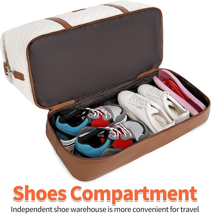 Weekender Bag, Large Travel Duffel Bag for Women, Carry on Overnight Bag with Shoe Compartment and Toiletry Bags - Image 4