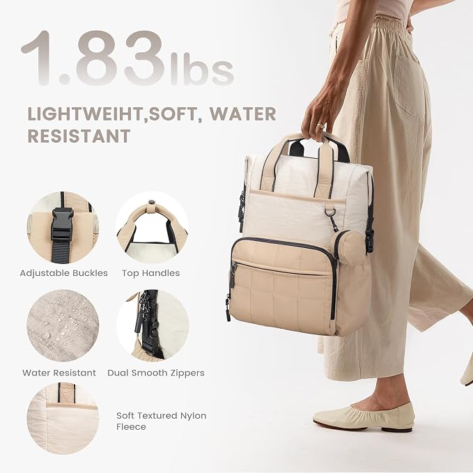 VONAL Diaper Bag Backpack, Lightweight Baby Diaper Bags, Travel Large Diaper Bag with Changing Station, Khiki Diaper Backpack for Boys Girls Newborn with Insulated Pockets, Stroller Straps - Image 6