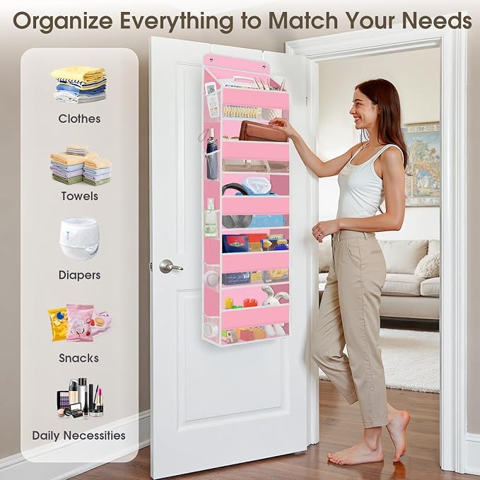 1Pack Over The Door Organizer Large Capacity Hanging Storage Room Organizer | 40 lb Capacity, Ultra-Sturdy, Foldable, Mesh Design with Clear Window, Space-Saving Organizer for Pantry, Nursery & Closet - Image 6