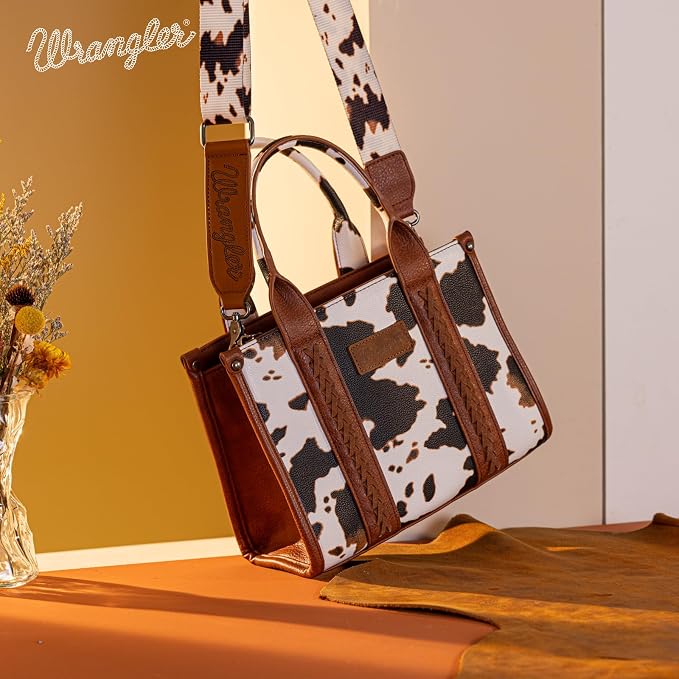 Montana West × Wrangler Tote Bag for Women Western Cow Print Purse Designer Top Handle Handbags - Image 3