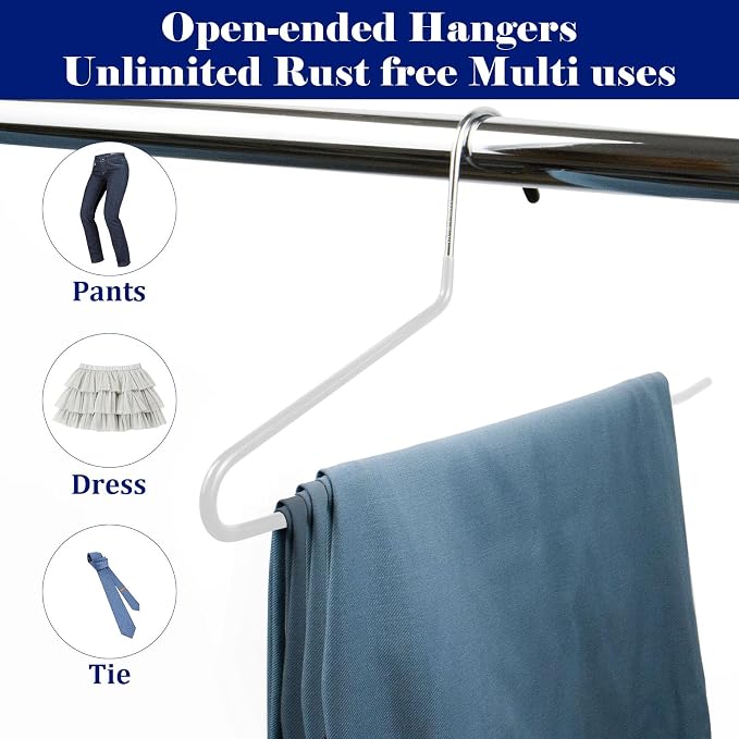 Pants Hangers 30 Pack Non Slip,Trouser/Blanket/Jeans Hangers for Closet Space Saving,Open Ended Pants Hanger Strong Durable (White) - Image 5