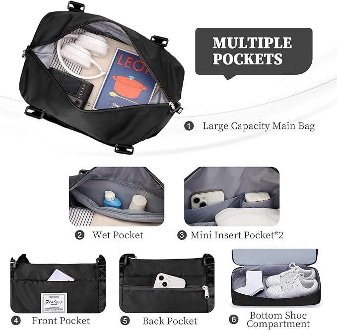 Weekender Bags for Women, Carry-On Overnight Travel Duffel Bag | Travel Bag with Shoes Compartment & Toiletry Bag, Extra Large - Image 5