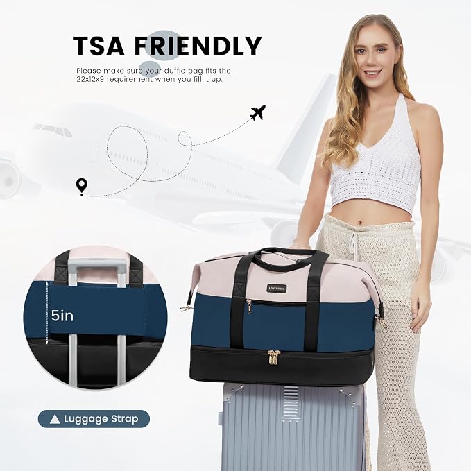 LOVEVOOK Weekender Bag for Women, Large Duffle Bag for Travel with 2 Packing Cubes, Carry on Overnight Bag with Shoe Compartment, Mom Hospital Bags for Labor and Delivery - Image 6