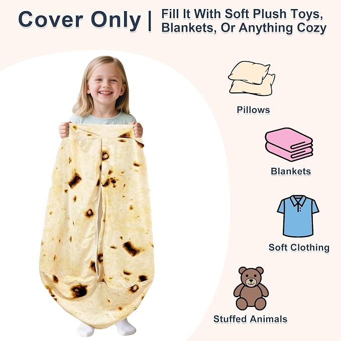 Lukeight Burrito Stuffed Animal Storage Bean Bag Chair Cover for Teens, Velvet Plush Toy Organizer Seat, Cover Only, No Filling Included, Long YKK Zipper, Side Pocket, XX-Large 36"D x 20"H - Image 2