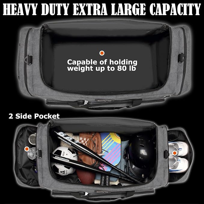 130L Extra Large Duffle Bag for Men, Heavy Duty Large Duffle Bag for Travel | Shoe Compartment, XL Sports Gym Equipment Bag for Hockey Football Baseball Basketball & More - Image 4