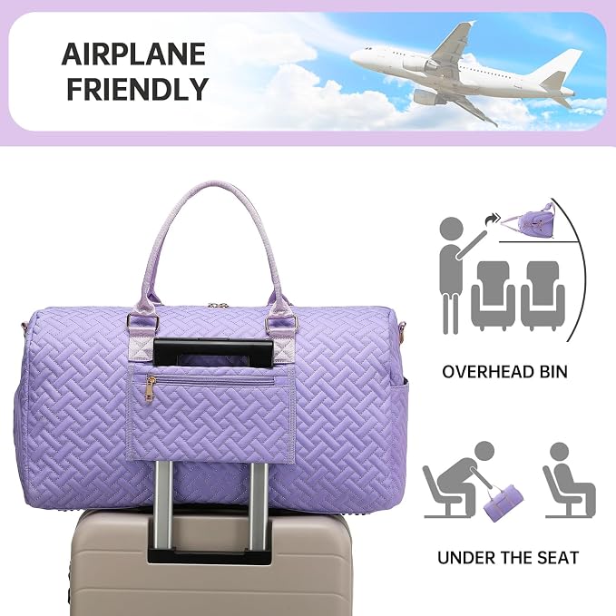 Duffle Bag for Travel, Weekender Bag with Shoe Compartment, Carry On Overnight Bag for Women with Toiletry Bag, Gym Bag with Wet Pocket, Hospital Bags for Labor and Delivery Beige - Image 4
