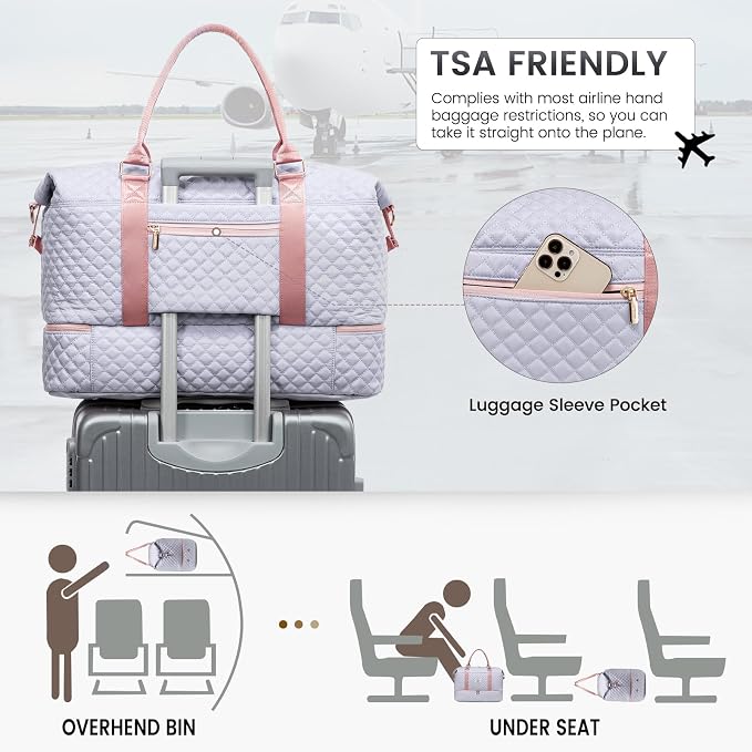 LOVEVOOK Travel Duffle Bag,Weekender Bags for Women with Shoe Compartment，Carry on Overnight Bag with Toiletry Bag,Gym Duffel Bag with Wet Pocket, Hospital Bags for Labor and Delivery - Image 6