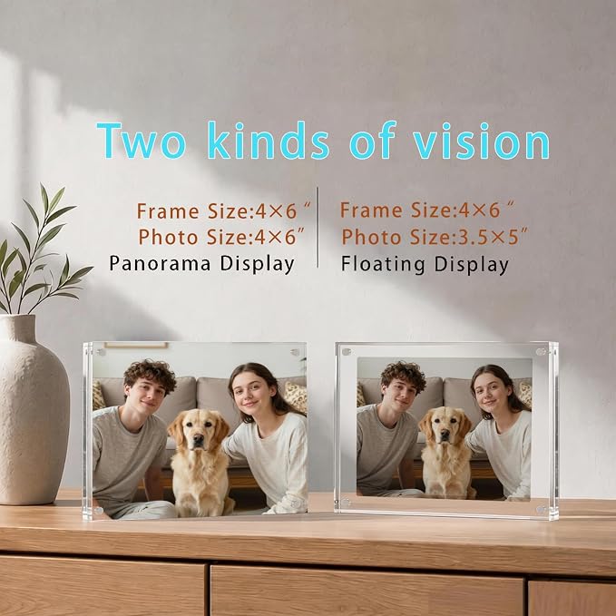Meetu Acrylic Picture Frame 4x6 Tabletop Photo Frame Magnetic Double Sided Frame Free Standing Desktop for Display Document, Certificate, Photograph, Artwork in Office Room - Image 6