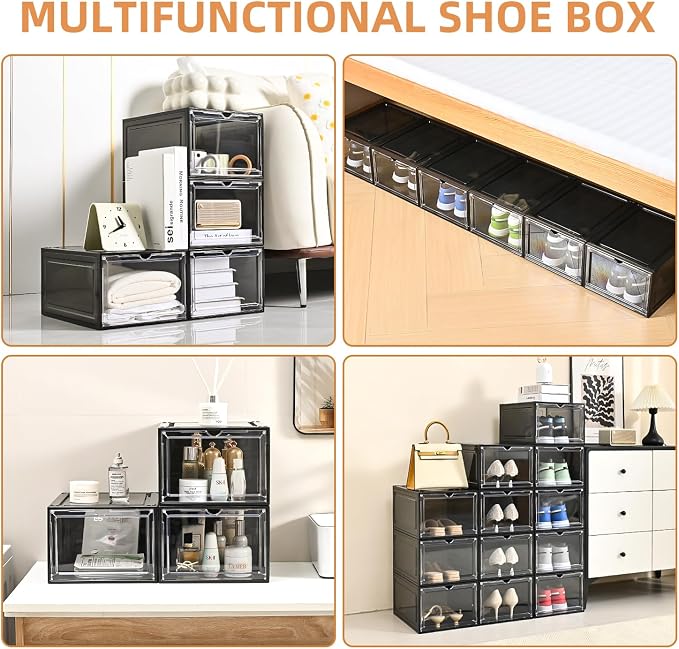Large Shoe Boxes Clear Plastic Stackable，Drop Front Shoe Box with Clear Door, Shoe Containers For Sneaker Display,Fit up to US Size12 - Image 5