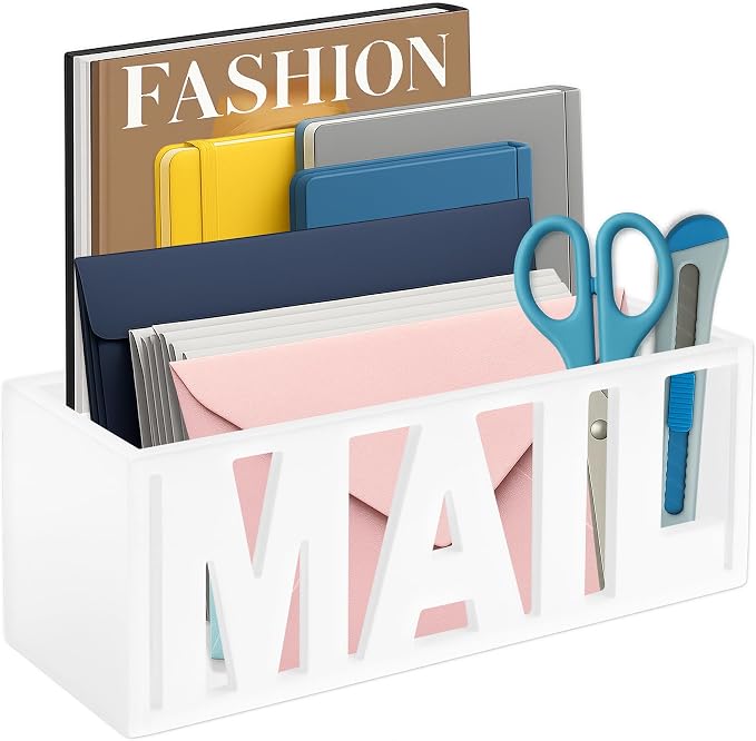 Mail Organizer Countertop, Desk or Wall Mail Holder for Bill Storage, White | Bills, Envelopes, Documents & Receipts by ADDFITHOUSE