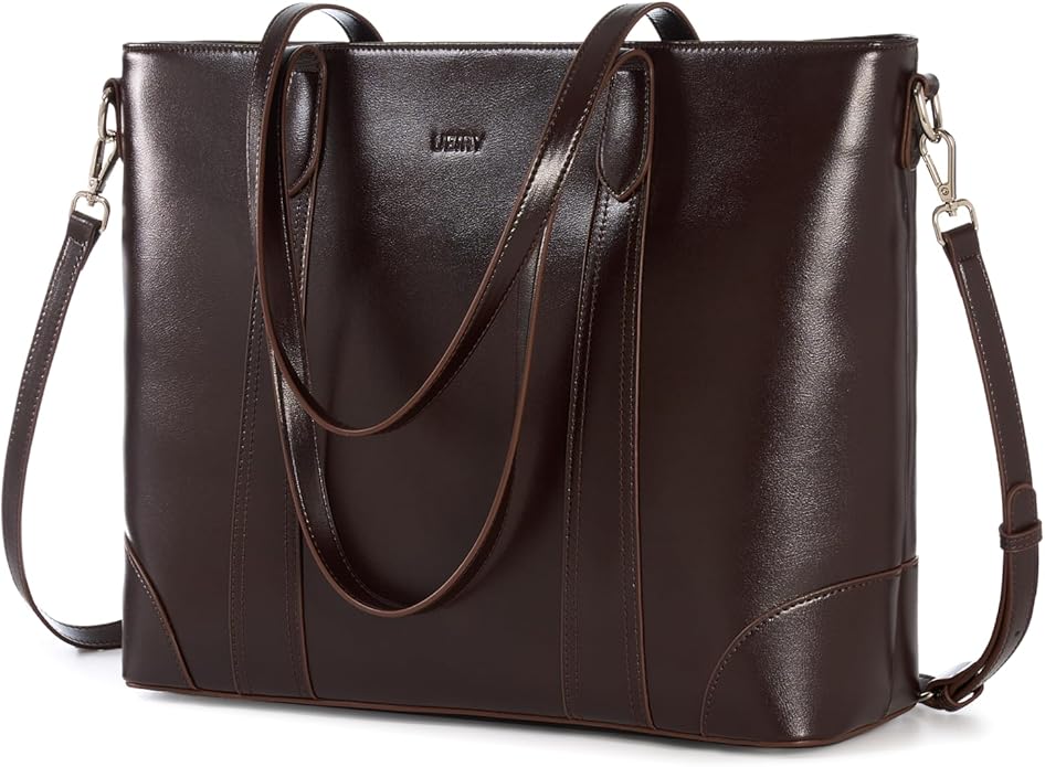 Genuine Leather Tote Bag for Women, Large Tote Purses with Zipper | Large capacity and multiple pockets, Quality leather with adjustable strap, Vintage design for work or travel by UEIRY
