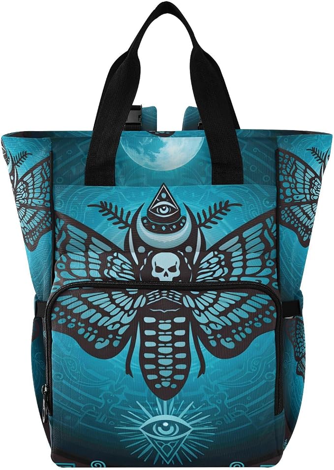 MNSRUU Diaper Bag Skull Butterfly Diaper Bag Backpack Multifunction Travel Diaper Bag Tote Large Capacity Diaper Changing Backpacks for Moms Dads by MNSRUU