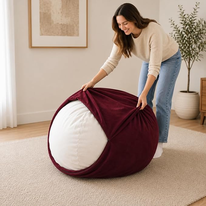 ULTIMATE SACK | 4 Ft Bean Bag Chair Replacement Cover Only | Burgundy Suede | Removable Washable Cover only by ULTIMATESACK