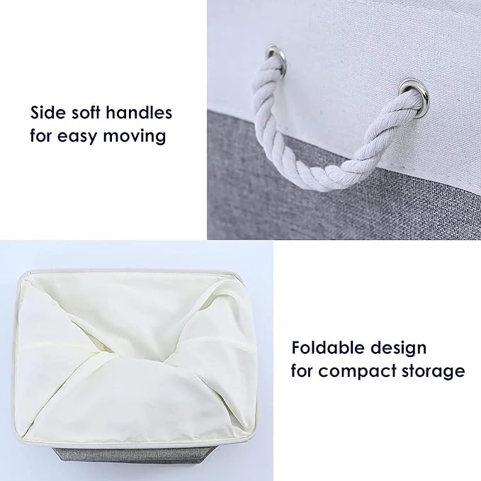 Storage Baskets 12x8x5 inch 10 Pack Fabric Baskets Foldable Storage Bins Decorative Baskets cloth storage baskets Storage Foldable Storage Bin with Rope - Image 6