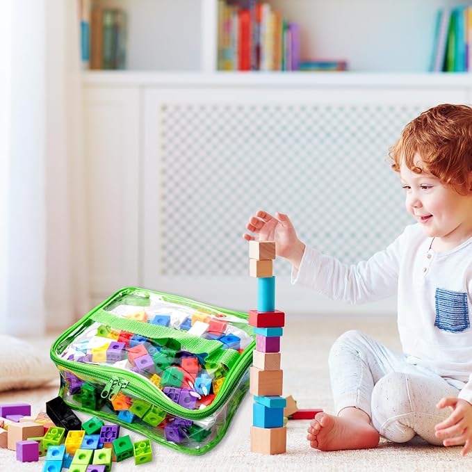 12 Packs Toy Storage Bags with Zipper PVC Waterproof Toy Bags Plastic Storage Organizer Clear Organizing for Board Games Building Blocks Puzzles Small Kids Books Classroom(Black) - Image 7