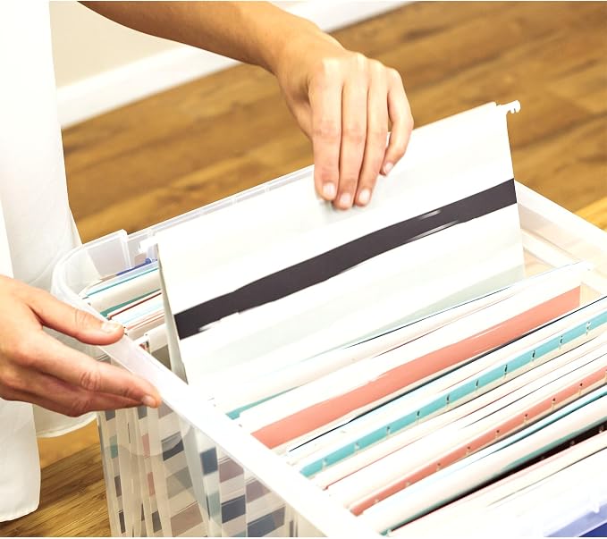 Bankers Box Heavy-Duty Plastic File Box, Letter/Legal | Protect letter/legal files in a heavy-duty plastic box with hanging rails built for durable, grab-and-go storage. - Image 3