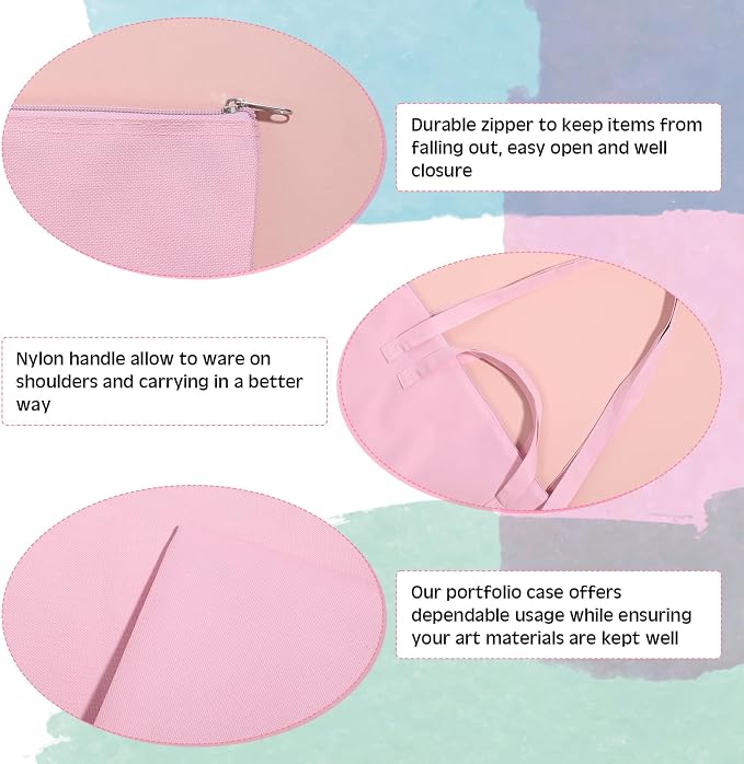 Abbylike 1 Pcs 48 x 36 Inch Art Portfolio Bag Large Size Art Supply Bag with Nylon Shoulder Waterproof Poster Board Painting Drawing Sketch Storage Carry Case for Artwork Gift Supplies (Pink) - Image 4