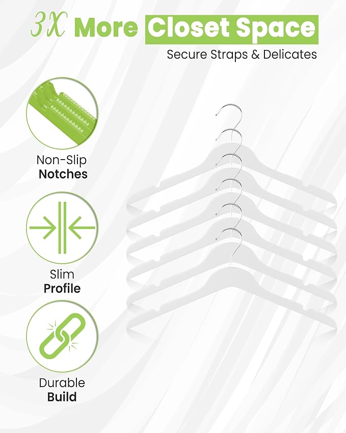 All Hung Up Hangers Slim Plastic Clothes Hangers, Space-Saving Design with Non-Slip Grip, Durable for Everyday Use, White, 18 pcs - Image 2