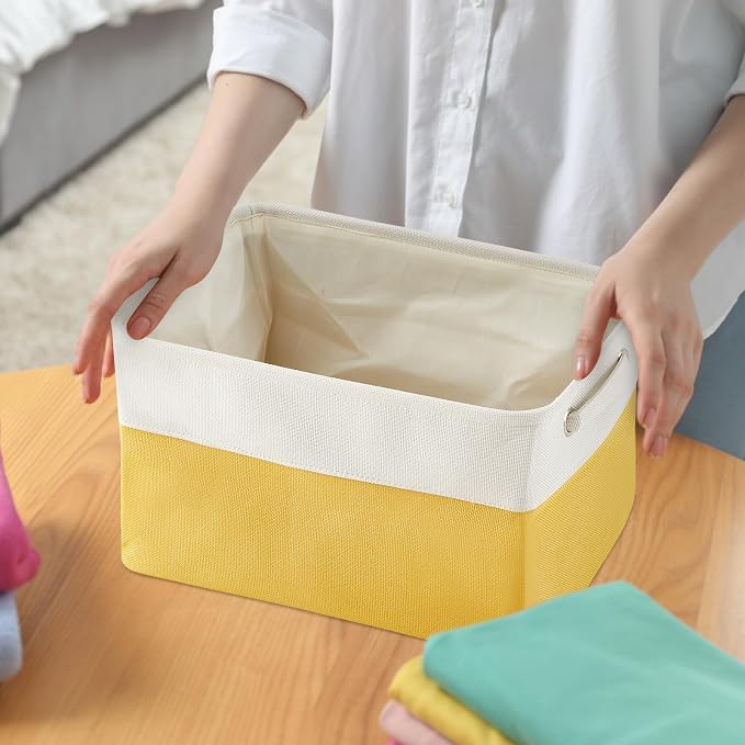 6 Pack Macaron Cube Storage Bins Fabric Handle Cube Baskets, 15x11x9.5 Inch | 6 Macaron Color, Foldable Organizer with Handles, Home Closet Bin for Shelves, Durable Cube Baskets Bulk for Home Storage - Image 7