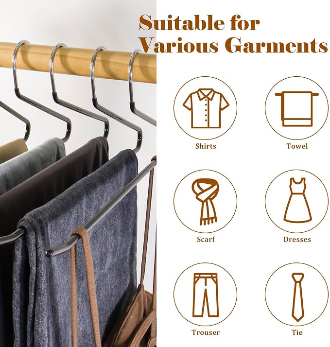 Open Ended Pants Hangers,30-Pack Clothes Hangers Space Saving, Non-Slip Black Metal Hangers, Space Saving Design for Jeans,Slacks,Scarf (Black) - Image 5