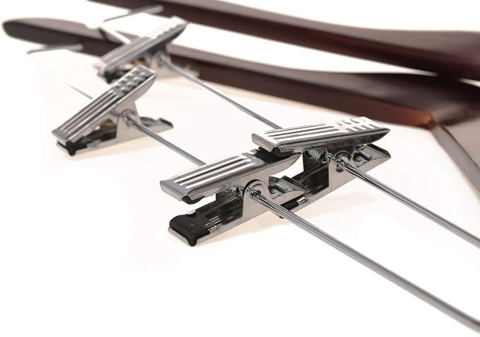 Quality Wooden Skirt Hangers with Clips Smooth Solid Wood Pants Hangers with Durable Adjustable Metal Clips, Swivel Hook, Coat, Jacket, Blouse Suit Hangers (Mahogany, 10) - Image 8