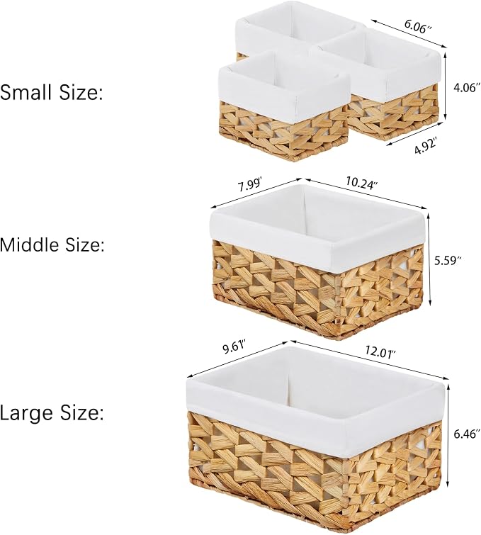 Wicker Storage Basket, 5 Pack Baskets for Organizing, Water Hyacinth Storage Baskets, Rectangular Wicker Baskets for Storage Shelves, Cube Storage Bins For Closet/Clothes/Dresser - Image 2