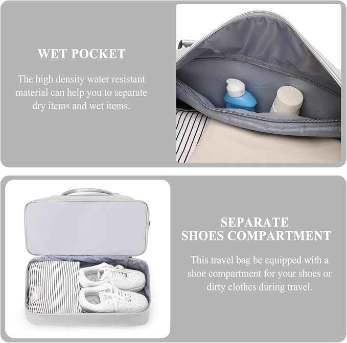 Weekender Bags for Women, Personal Item Travel Bag with Shoes Compartment | Overnight Travel Duffel Bag with Toiletry Bag, Airplane Friendly Carry-On Bag - Image 5