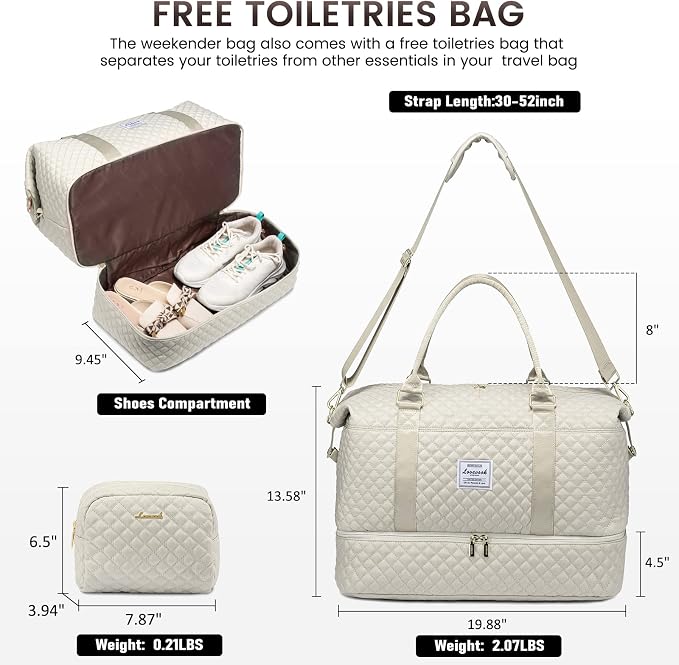 LOVEVOOK Travel Duffle Bag,Weekender Bags for Women with Shoe Compartment，Carry on Overnight Bag with Toiletry Bag,Gym Duffel Bag with Wet Pocket, Hospital Bags for Labor and Delivery - Image 3