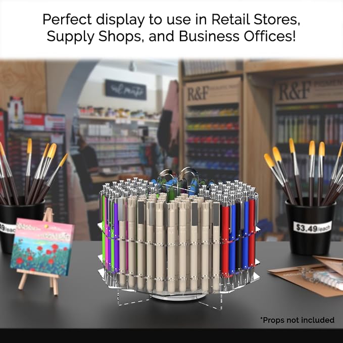 Marketing Holders 6 Pack Rotating 120 Slot Pen Holder Clear Acrylic Organizer Desktop Perfect for Beaded Pens Marker Paint or Makeup Brushes Lip Eye Liner Office or Craft Supplies - Image 2