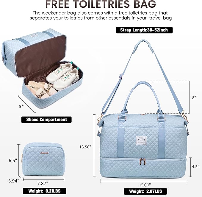 LOVEVOOK Travel Duffle Bag,Weekender Bags for Women with Shoe Compartment，Carry on Overnight Bag with Toiletry Bag,Gym Duffel Bag with Wet Pocket, Hospital Bags for Labor and Delivery - Image 4