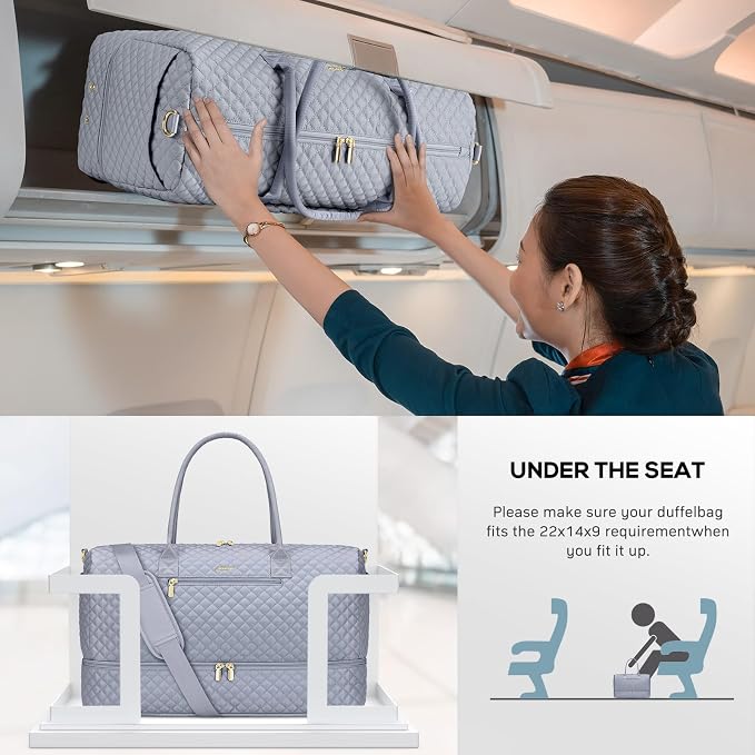 Travel Bag Weekender Bags for Women - Carry on Overnight Bag with Shoe Compartment Duffle Bag with Laptop Pocket Hospital Bag Grey - Image 7