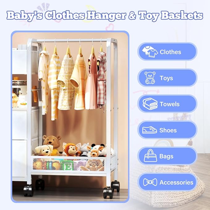 Baby Diaper Caddy Organizer with Hanging Rack, Rolling Diaper Utility Cart with Dividers and Drawers for Baby Essentials Storage, Bedside Cart with Wheels for Changing Station, Crib, Nursery, Bedroom - Image 7