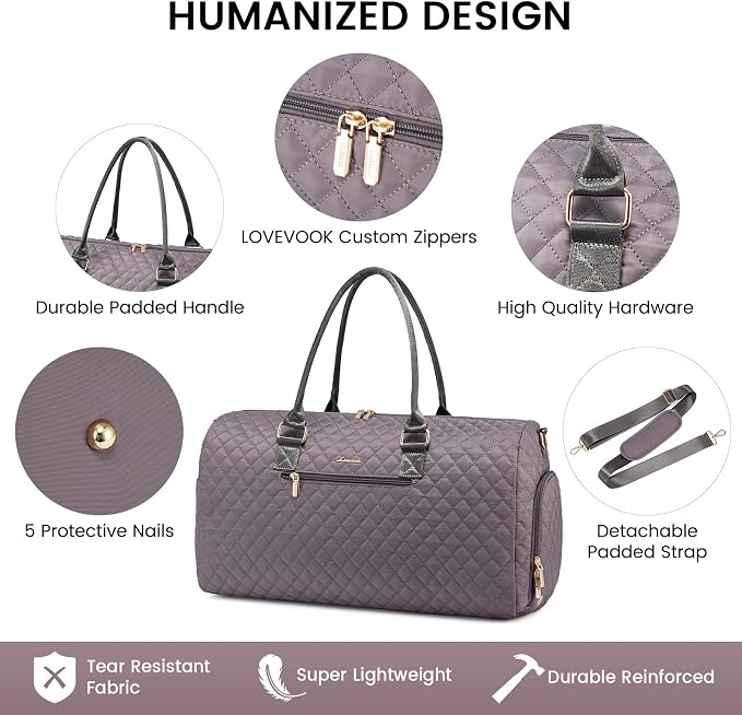 LOVEVOOK Travel Duffle Bag, Weekender Bag for Women with Toiletry Bag, Carry on Overnight Bag with Shoe Compartment, Gym Duffel Bag with Wet Pocket, Mommy Hospital Bags for Labor and Delivery - Image 4