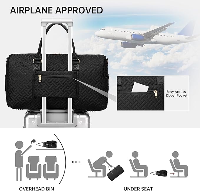 Duffle Bag for Travel, Weekender Bag with Shoe Compartment, Carry On Overnight Bag for Women with Toiletry Bag, Gym Bag with Wet Pocket, Hospital Bags for Labor and Delivery Beige - Image 2