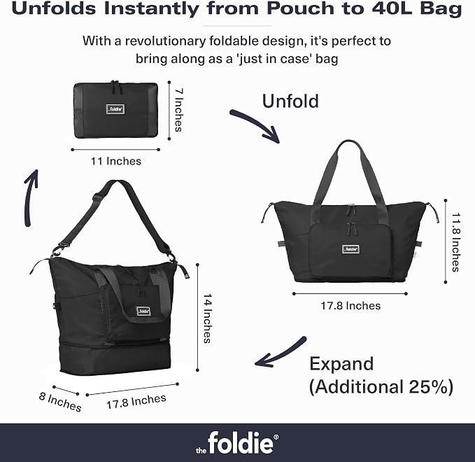 The Foldie Foldable Travel Bag for Women - 40L Weekender Bag with Multiple Pockets - Carry On Expendable Travel Bag - Image 2