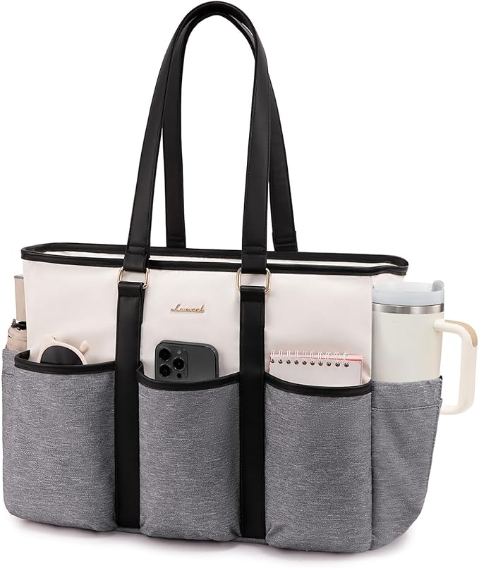LOVEVOOK Nurse Work Tote Bag for Women With Large Cup Holder, Teacher Tote Laptop Bag for Women, Utility Bag For Work/Travel/College/Daily, Professional Computer Purse Handbag, 15.6 Inch by LOVEVOOK