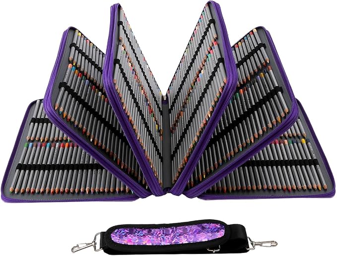 Large Capacity Colored Pencil Case - 500 Individual Slots PU leather with Zipper Closure Portable Organizer for Watercolor Pencils Ideal for Artists（Purple） - Image 3