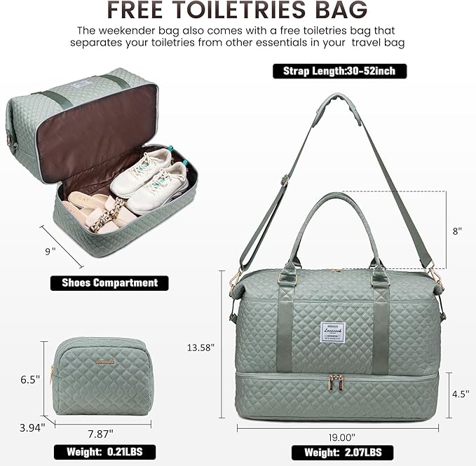 LOVEVOOK Travel Duffle Bag,Weekender Bags for Women with Shoe Compartment，Carry on Overnight Bag with Toiletry Bag,Gym Duffel Bag with Wet Pocket, Hospital Bags for Labor and Delivery - Image 2