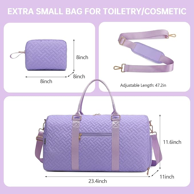 Duffle Bag for Travel, Weekender Bag with Shoe Compartment, Carry On Overnight Bag for Women with Toiletry Bag, Gym Bag with Wet Pocket, Hospital Bags for Labor and Delivery Beige - Image 3