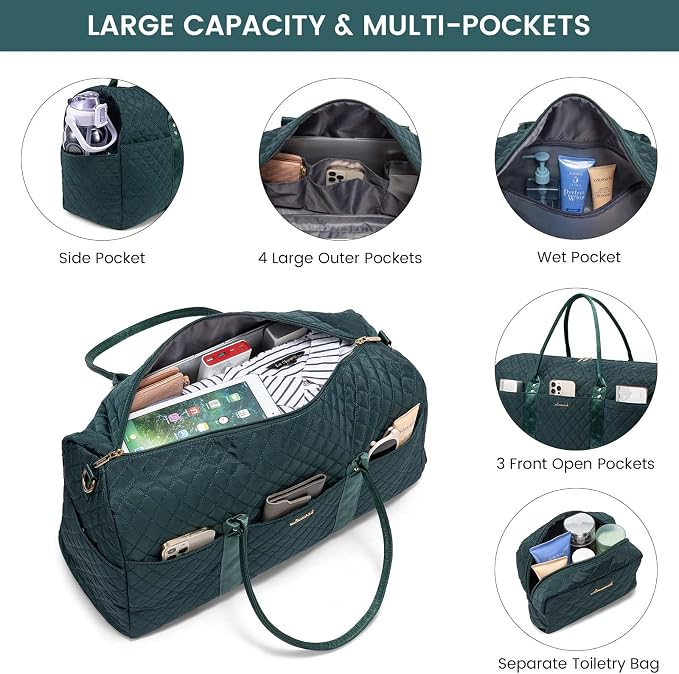 LOVEVOOK Travel Duffle Bag,Weekender Bags for Women Overnight Bag with Shoe Compartment, Carry on with Toiletry Bag,Duffel Bag with Wet Pocket,Hospital Bags for Labor and Delivery - Image 2