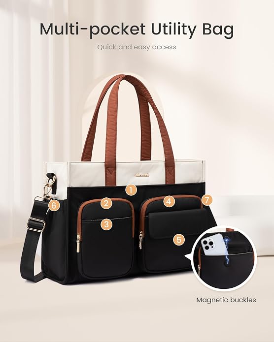 LOVEVOOK Teacher Tote Bag for Women,Multi-pocket Laptop Bag with Large Cup Holder,Nurse Bags Work Travel Computer Handbag - Image 7