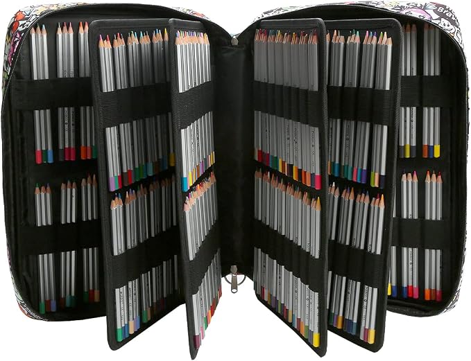 Lbxgap 480 Slots Colored Pencil Case w/Handle & Shoulder Strap | Large MultiLayer Watercolor Pen Bag w/Zipper Front Pocket for 480 Colored Pencils/320 Gel Pens to Artists, Painters - Image 4