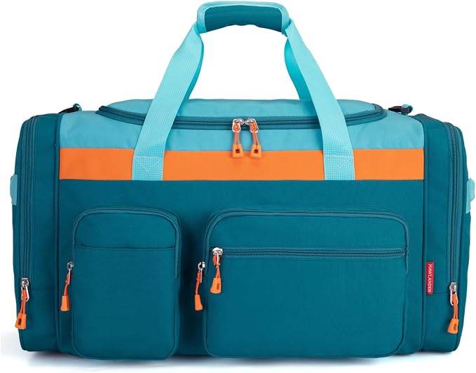 Large Kids Duffle Bag for Travel, Overnight or Weekend,Teal Blue | Roomy Size: 22.0"L x 12.0" H x 12.0"W, Made of Thick Polyester Fabric by HawLanderBackpack