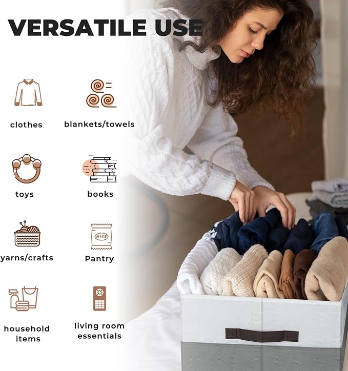 Extra Large Storage Bins 4 Pack - 16x12in Closet Organizers and Storage Baskets for Organizing Clothes Toy Blanket - Fabric Storage Cubes Containers for Shelves - All Room Organization - Image 6