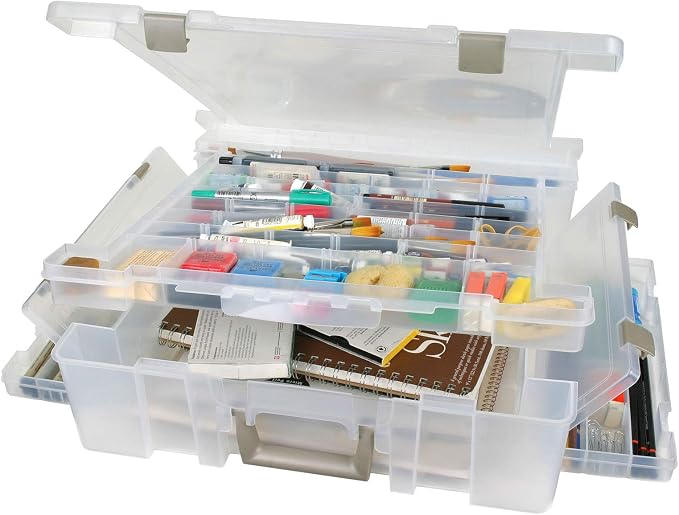 ArtBin Super Satchel Deluxe Divided Base Organizer with Drawers, Clear | Divided Base with Drawers, Large Portable Craft Storage, Secure Latches, Carry Handle, Durable Plastic - Image 4