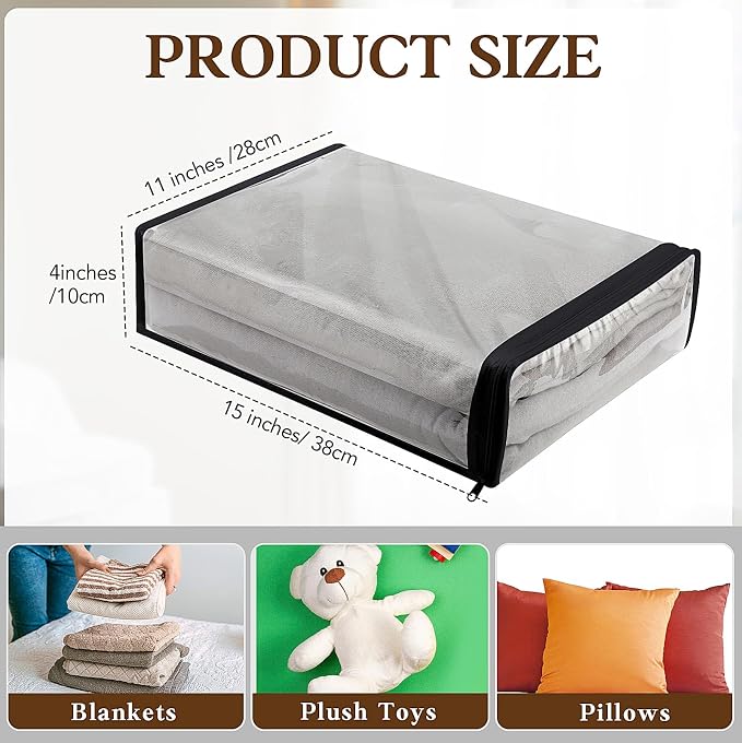 Riakrum 30 Pack Clear Zippered Storage Bags, 15x11x4 inches, Vinyl Plastic Sweater Sheet Organizers Storage Bags, PVC, for Clothes, Sheet, Blankets, Fabrics Organizers (Black & White) - Image 4