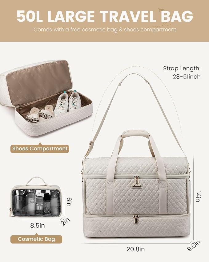 LOVEVOOK Large Travel Duffle Bag, Weekender Bags for Women With Shoe Compartment, Overnight Hospital Bag For Women Labor Delivery, Carry on Bag Personal Item Travel Bag, Yoga Gym Duffel Bag - Image 5
