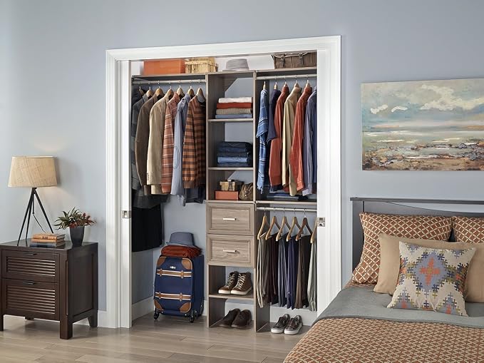 ClosetMaid SuiteSymphony Closet Organizer with Shelves and 2 Drawers, 16-Inch-Natural Gray - Image 8