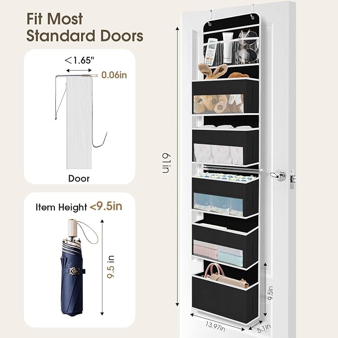1Pack Over The Door Organizer Large Capacity Hanging Storage Room Organizer | 40 lb Capacity, Ultra-Sturdy, Detachable, Mesh Design with Clear Window, Space-Saving Organizer for Pantry, Nursery & Closet - Image 2